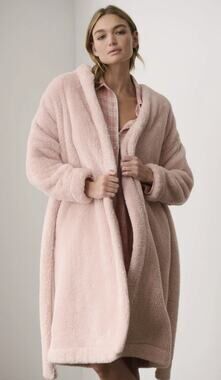Skin 4 / XL Pink Sand Wyleen Plush 45" Cozy Hooded Robe Lounge Luxury HR10-1